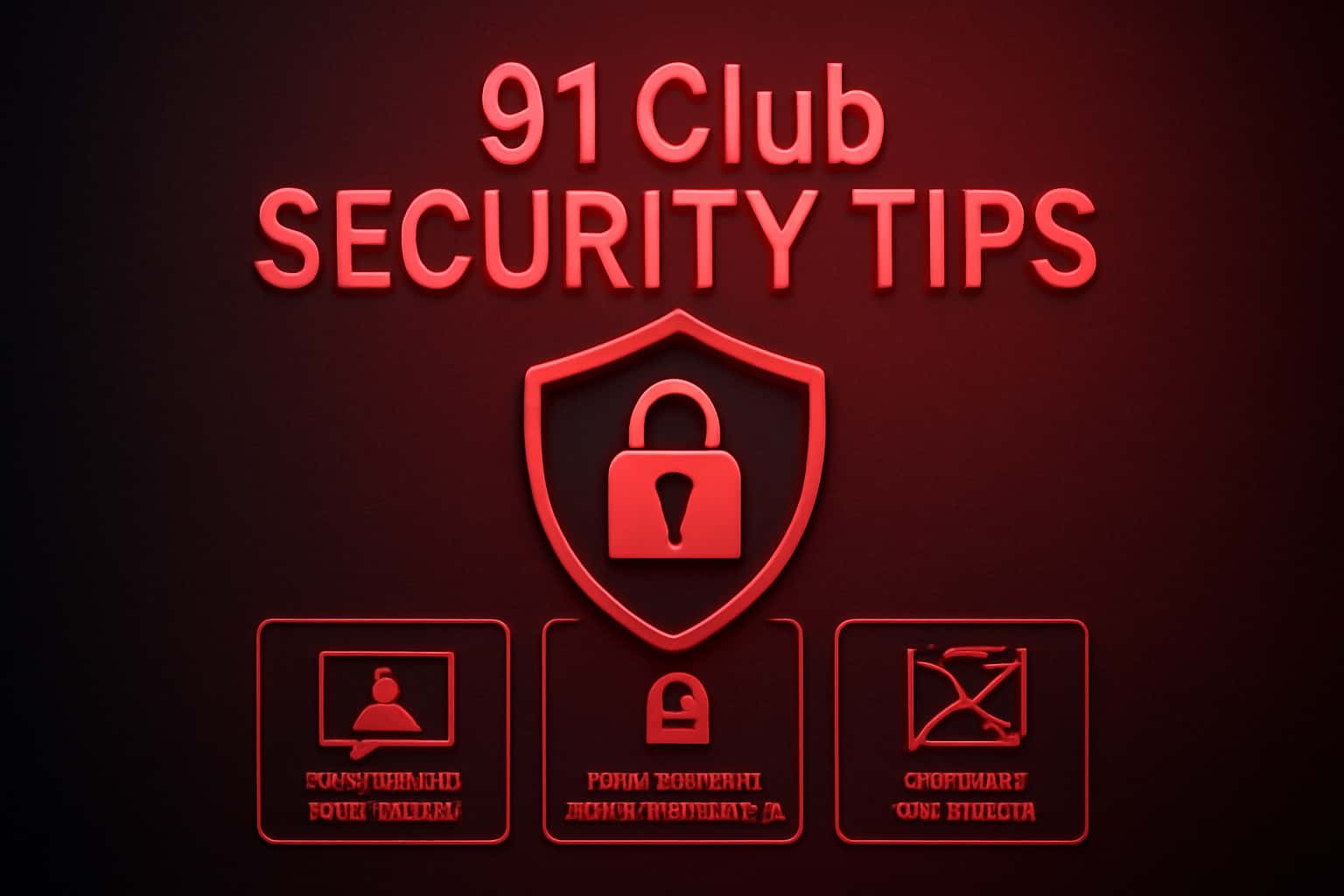 An informational graphic illustrating 91 Club Security Tips with a focus on secure login practices.